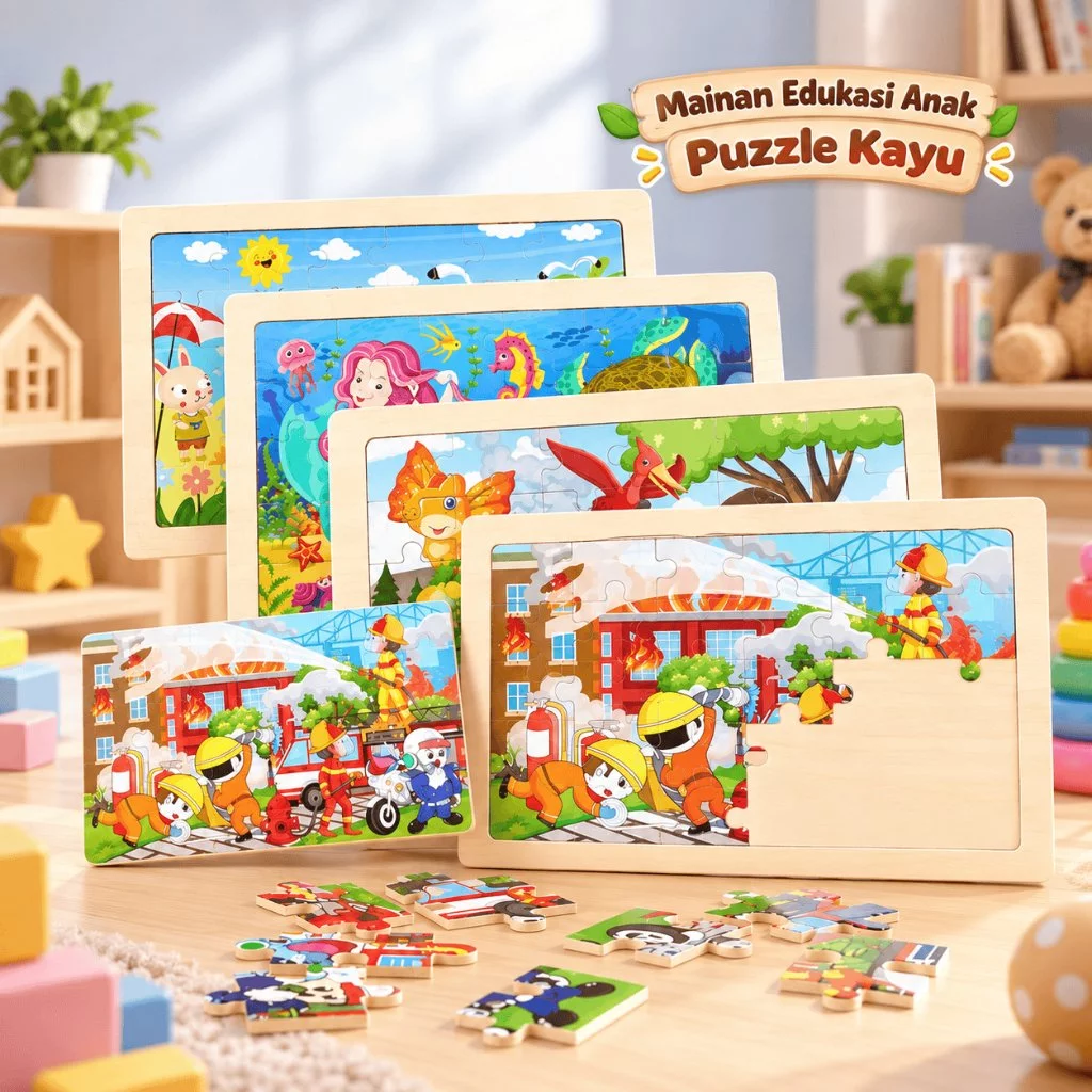 Mainan Edukasi Anak Puzzle Kayu Karakter Hewan Hutan Laut Balita 2 Tahun PD108