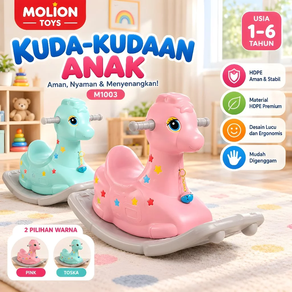 Jungkat-Jungkit Kuda-Kudaan Anak MOLION TOYS – Plastik SNI Usia 2–5 Tahun