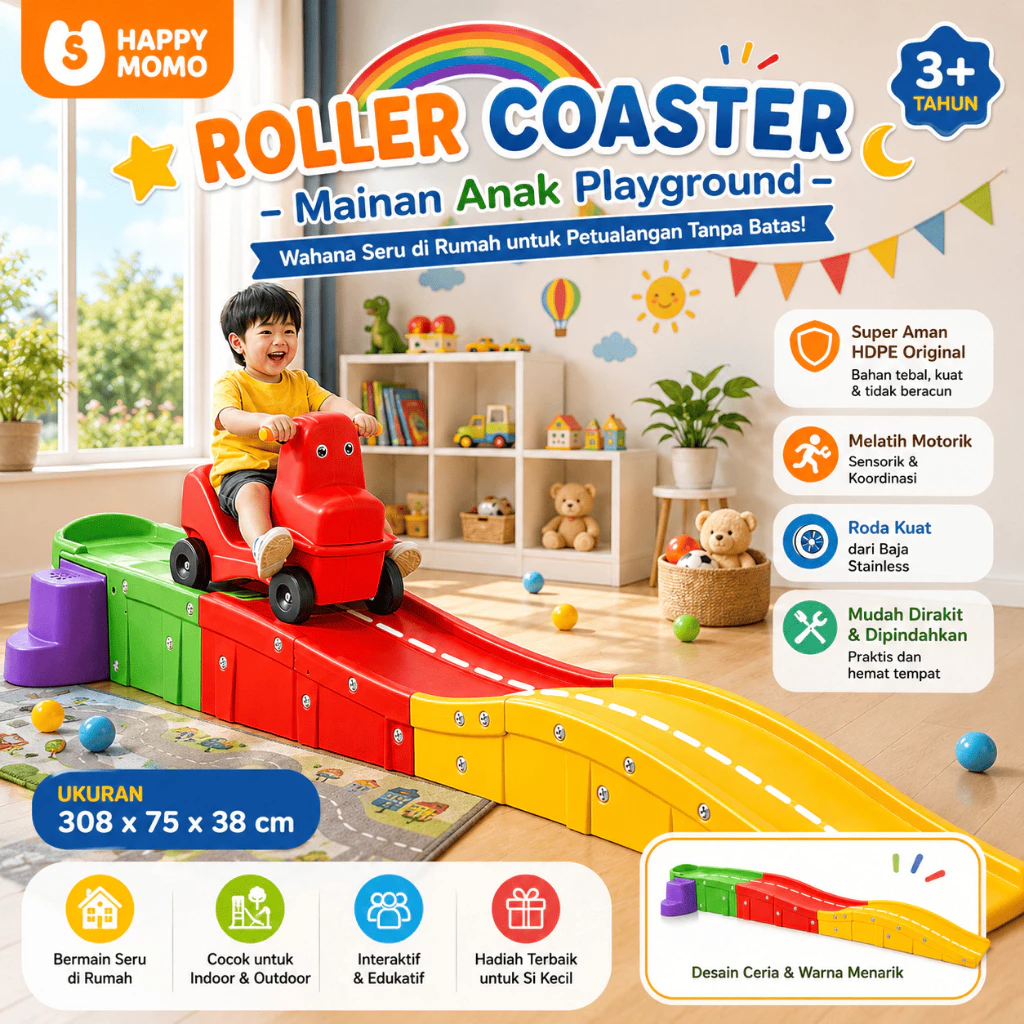 Mini Roller Coaster Happy Momo H2301 – Mainan Playground Anak Edukatif Usia 2–6 Tahun