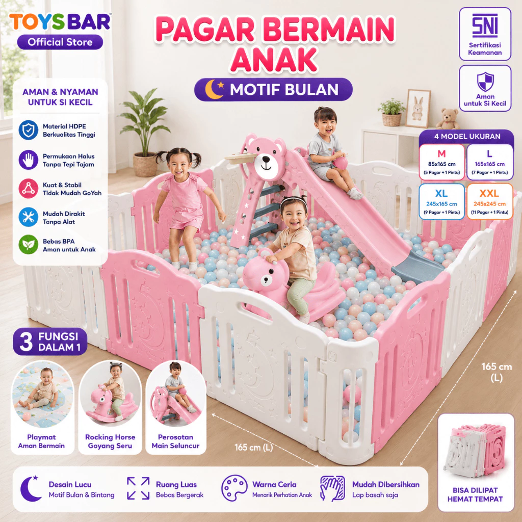 Pagar Bermain Anak MOLION TOYS M1201 - Motif Bulan Ukuran M-XXL