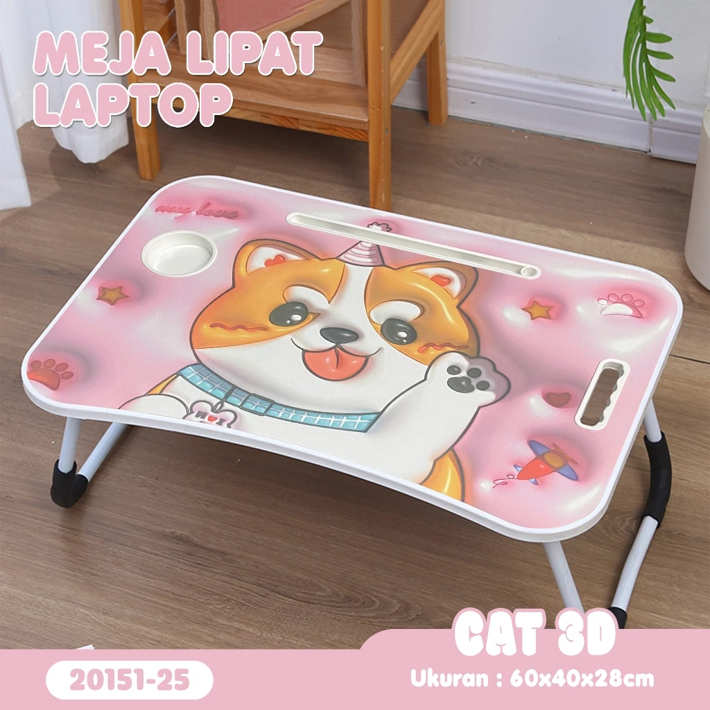 Meja Belajar Anak Lipat 60x40cm Happy Momo – Karakter Kartun untuk Belajar & Laptop