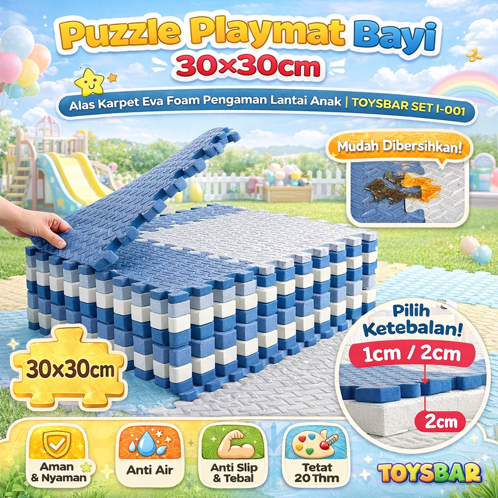 Playmat Puzzle Bayi 30x30cm – Karpet Foam Eva Isi 10pcs I-001
