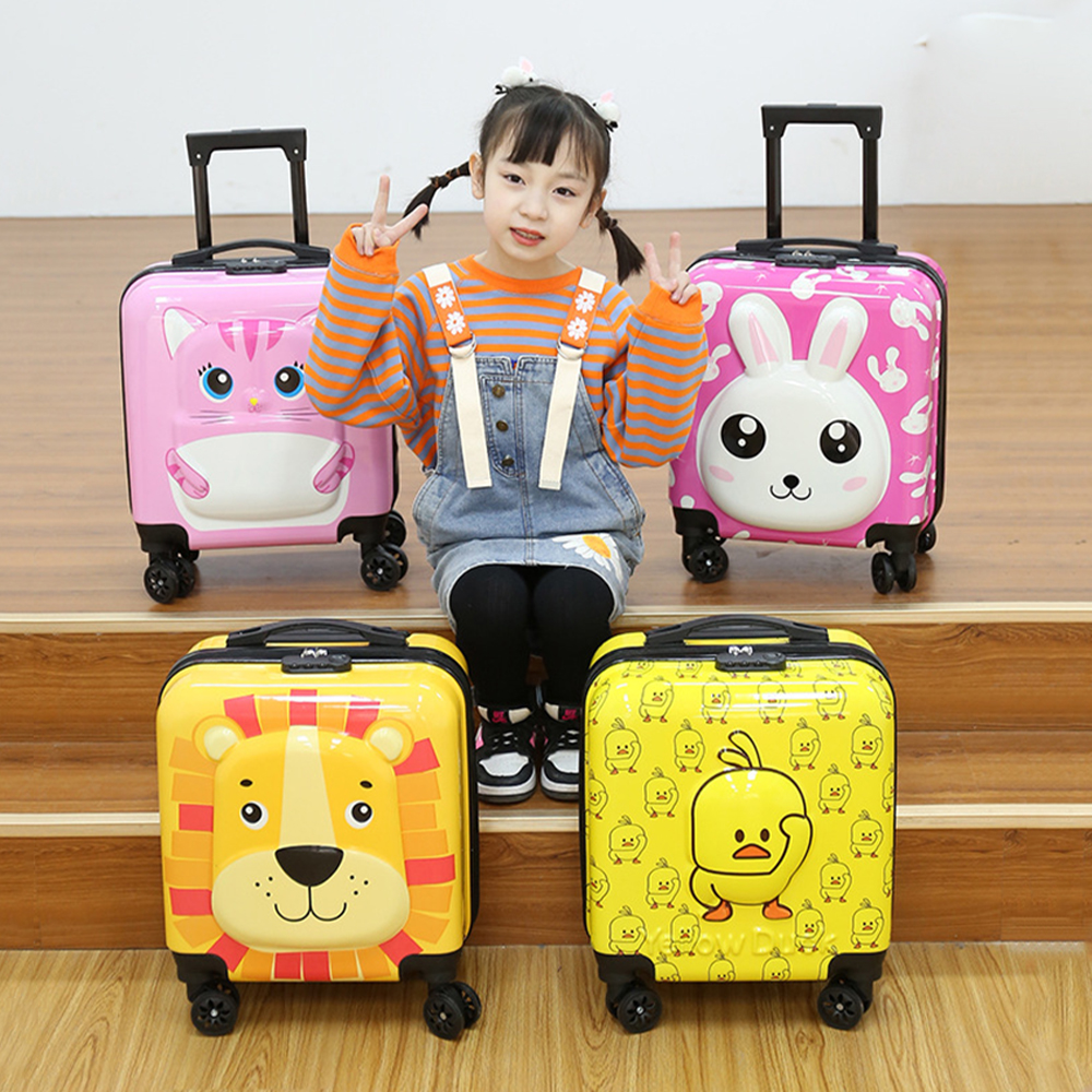 Tas Koper Bagasi Kabin Anak Fashion Kids Ukuran 18 Inch dengan Roda 4 dan Kunci Pengaman - Karakter Timbul